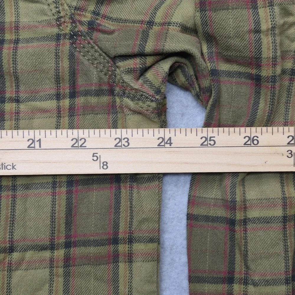 True Religion Shirt Mens 3XL Olive Green Western Pearl Snap Plaid Long Sleeve